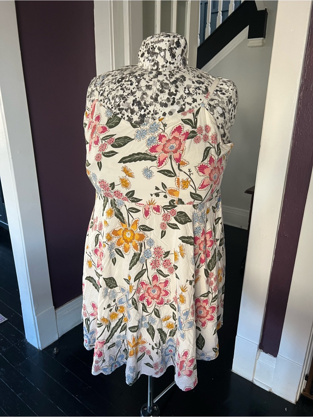 Floral Sundress with Pink, Yellow & Blue large floral print